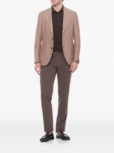 Latorre Herringbone-pattern Blazer In Brown
