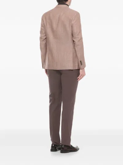 Latorre Herringbone-pattern Blazer In Brown