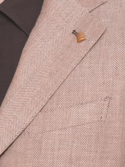 Latorre Herringbone-pattern Blazer In Brown