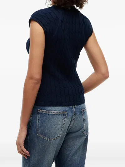 Tommy Hilfiger Cable-knit Sleeveless Cardigan In Blue