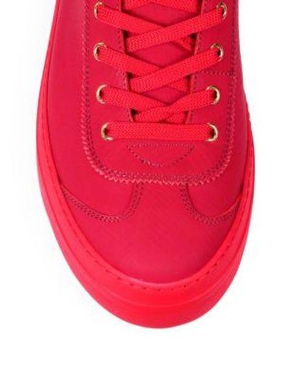 Shop Jimmy Choo Leather High-top Sneakers In Russian Red