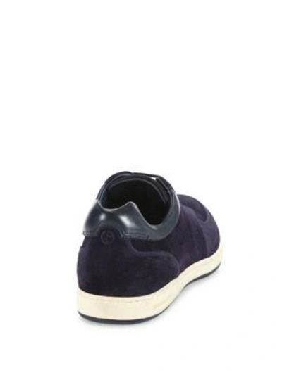 Shop Giorgio Armani Suede & Leather Lace-up Sneakers In Blue