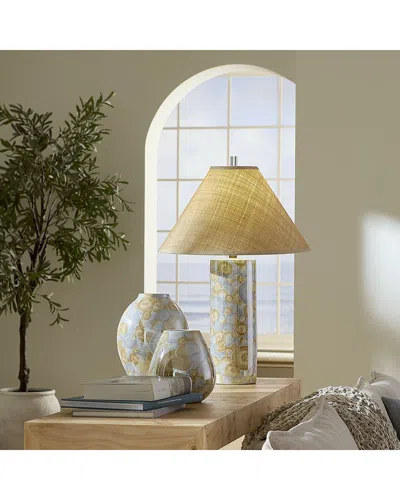 Jamie Young Co. Serene Ceramic Table Lamp With Raffia Shade In Multi