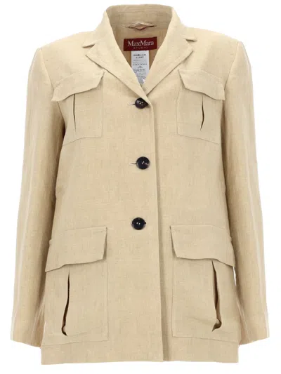 Max Mara Linen Single-breasted Suit Jacket In Multi