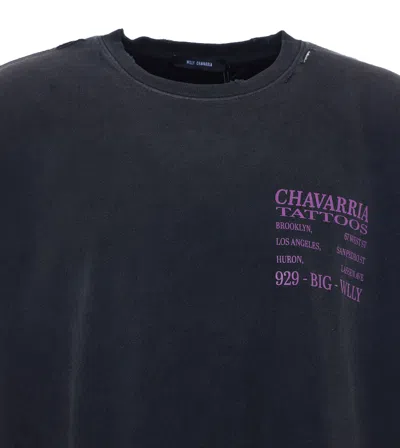 Willy Chavarria Tattoo Buffalo Graphic Crew Neck T Shirt In Black