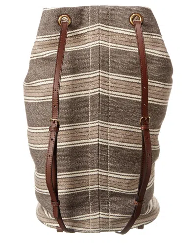 Celine Canvas Backpack In Brown
