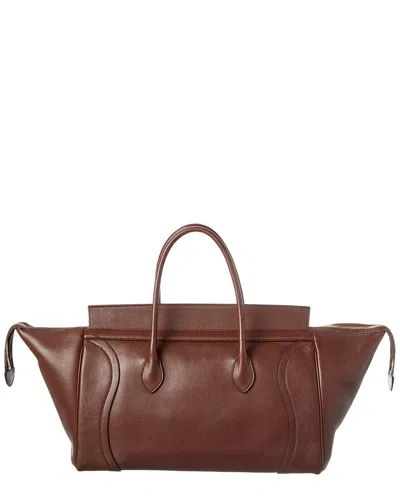 Celine Leather Shoulder Bag In Brown