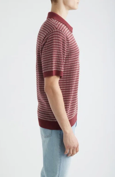 Madewell Jun Sum Stitch Single Button Polo Dusty Merlot In Red