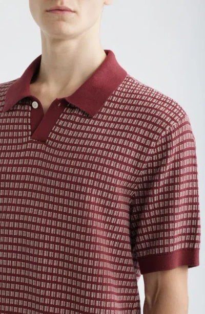 Madewell Jun Sum Stitch Single Button Polo Dusty Merlot In Red