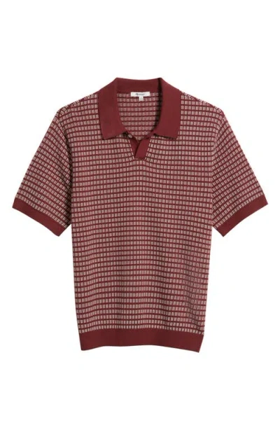 Madewell Jun Sum Stitch Single Button Polo Dusty Merlot In Red