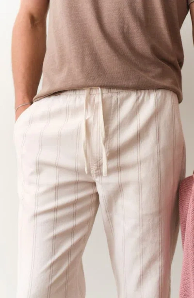 Marine Layer Saturday Stripe Drawstring Hemp Blend Beach Pants In Pink