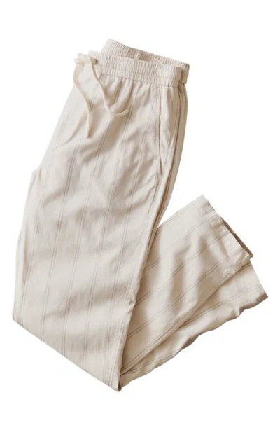 Marine Layer Saturday Stripe Drawstring Hemp Blend Beach Pants In Pink