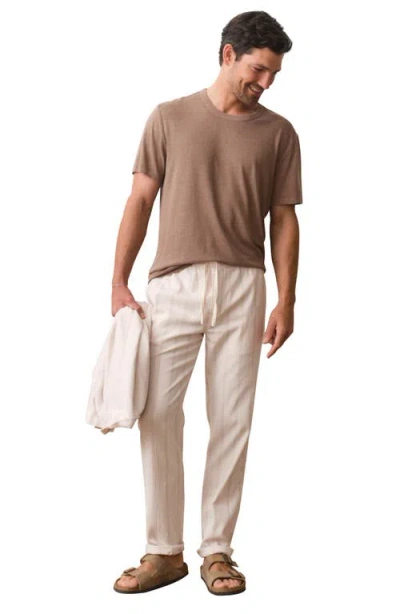 Marine Layer Saturday Stripe Drawstring Hemp Blend Beach Pants In Pink