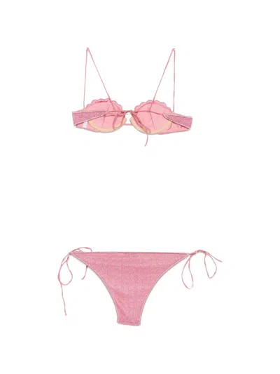 Oseree Shell-patch Bikini In Pink