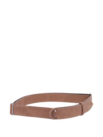 Orciani Nobuckle Suede Belt In Brown
