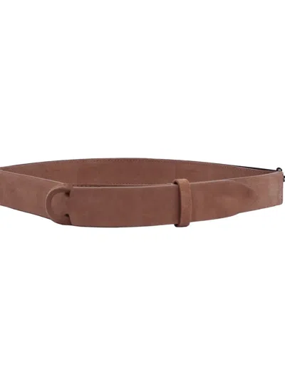 Orciani Nobuckle Suede Belt In Brown