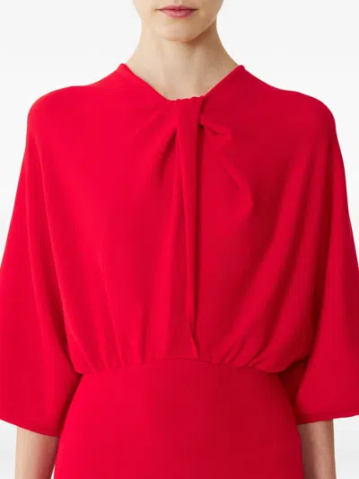 Lanvin Draped Three-quarter-sleeve Sweater In Red