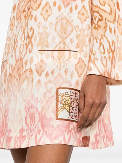 Zimmermann Aster Print Long Sleeve Linen Shift Dress In Multi
