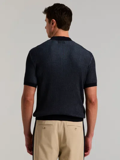Perry Ellis Men's Cotton Modal Bi-color Open Polo Sweater In Blue
