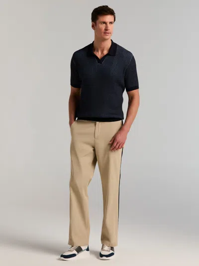 Perry Ellis Men's Cotton Modal Bi-color Open Polo Sweater In Blue
