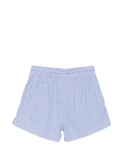Plan C Striped Drawstring Shorts In Blue