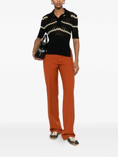 Plan C Zigzag-knit Polo Shirt In Black