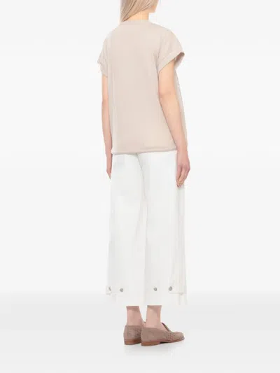 Panicale Sequin-embellished Drawstring T-shirt In Neutral