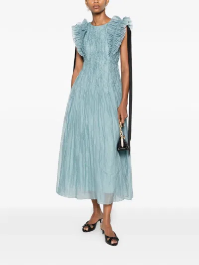 Aje Mathilde Ruffled Dress In Blue