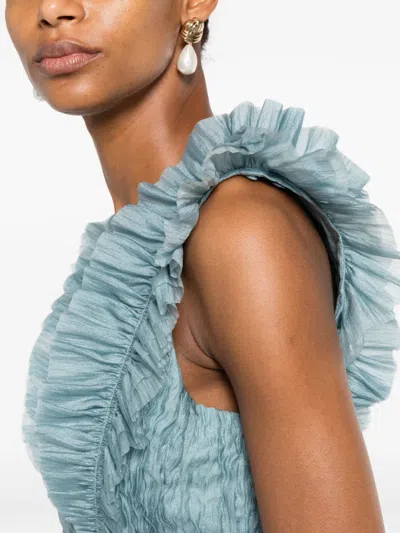 Aje Mathilde Ruffled Dress In Blue