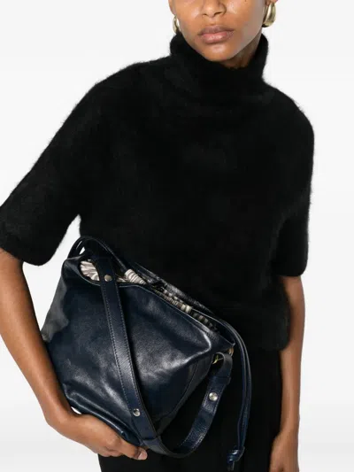 Hags Bubu Leather Shoulder Bag In Blue