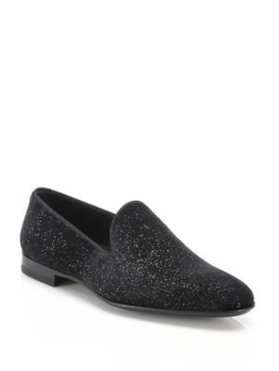 Shop Saks Fifth Avenue Men's Collection By Magnanni Velvet Smoking Slippers In Black
