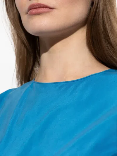 Tory Burch Flared Cotton And Silk-blend Midi Dress In Blue