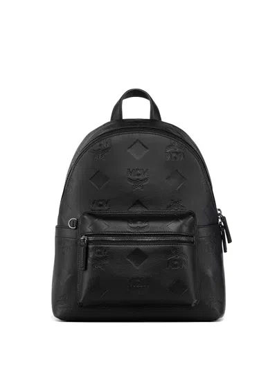 Mcm Stark Backpack In Maxi Monogram Leather In Black