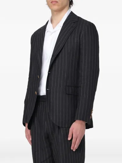 Brunello Cucinelli Pinstripe-pattern Blazer In Black