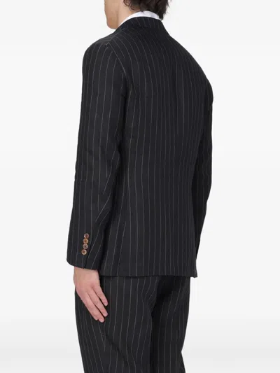 Brunello Cucinelli Pinstripe-pattern Blazer In Black