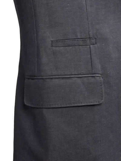 Brunello Cucinelli Linen-blend Blazer In Gray