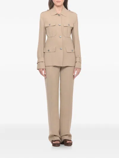 Antonelli Multi-pocket Fitted Jacket In Neutral