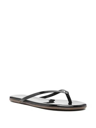 Tkees Glosses Womens Solid Patent Leather Flip-flops In Black