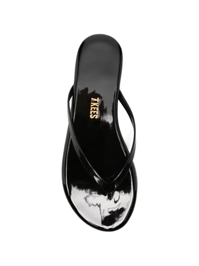 Tkees Glosses Womens Solid Patent Leather Flip-flops In Black