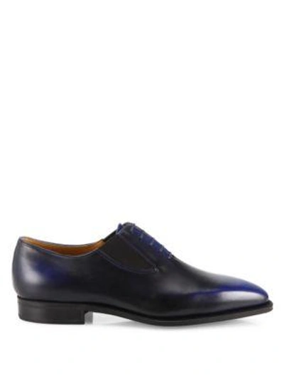 Shop Corthay Men's Easy Pullman French Calf Leather Piped Shoes In Navy