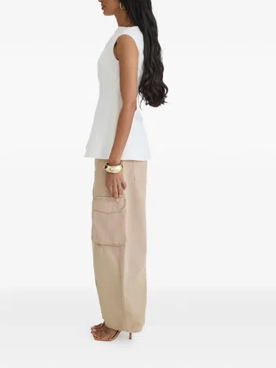 Moos Studio One-shoulder Peplum Top In White