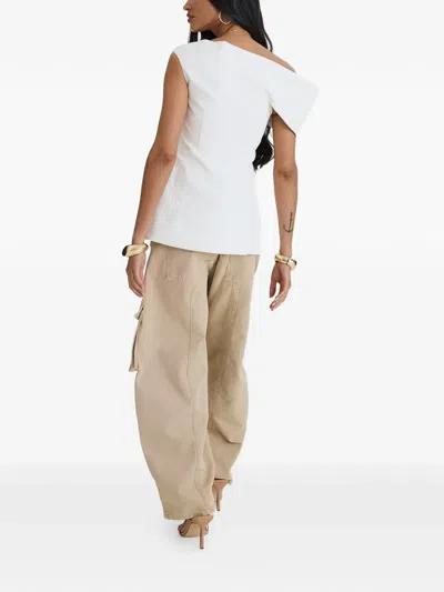 Moos Studio One-shoulder Peplum Top In White