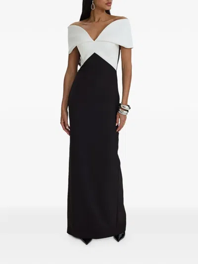 Moos Studio Dual Form Off-shoulder Colour-block Gown In Multi