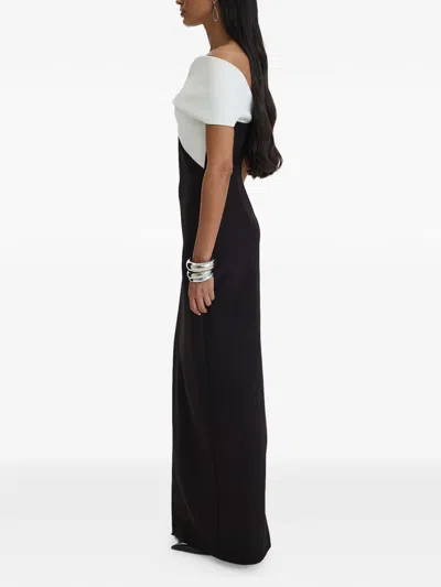 Moos Studio Dual Form Off-shoulder Colour-block Gown In Multi