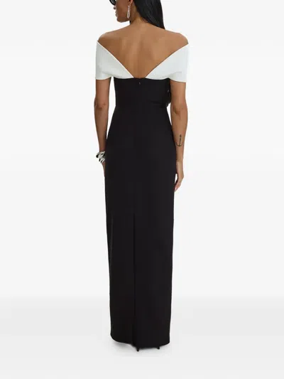 Moos Studio Dual Form Off-shoulder Colour-block Gown In Multi