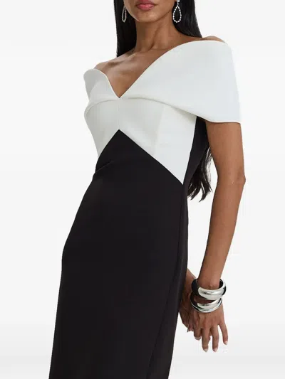 Moos Studio Dual Form Off-shoulder Colour-block Gown In Multi