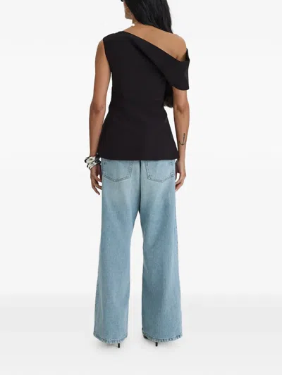 Moos Studio Edit One-shoulder Asymmetric Top In Black