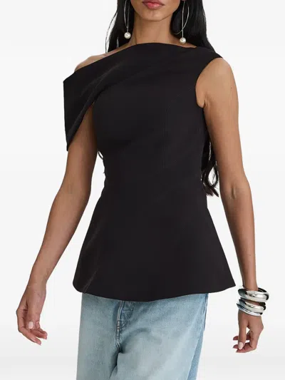 Moos Studio Edit One-shoulder Asymmetric Top In Black