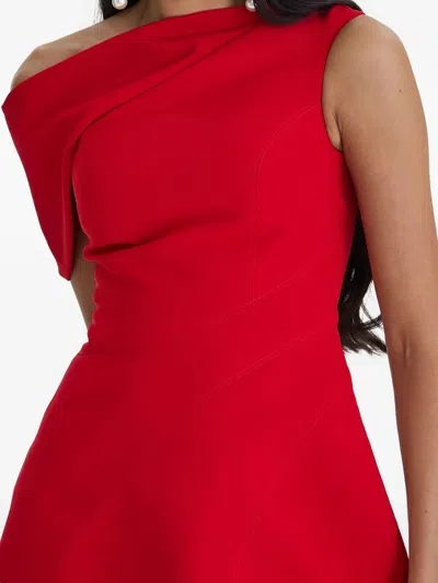 Moos Studio One-shoulder Peplum Top In Red