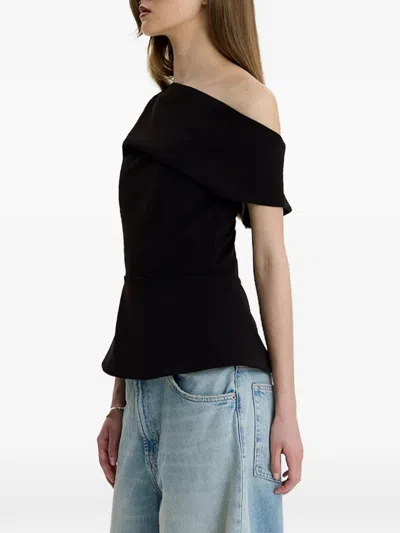 Moos Studio Edit Off-shoulder Peplum Top In Black